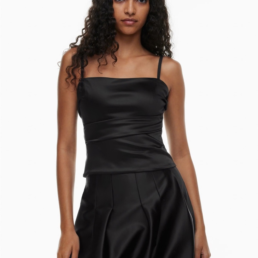 Aritzia Wilfred Cinema Satin Black Corset Size XS